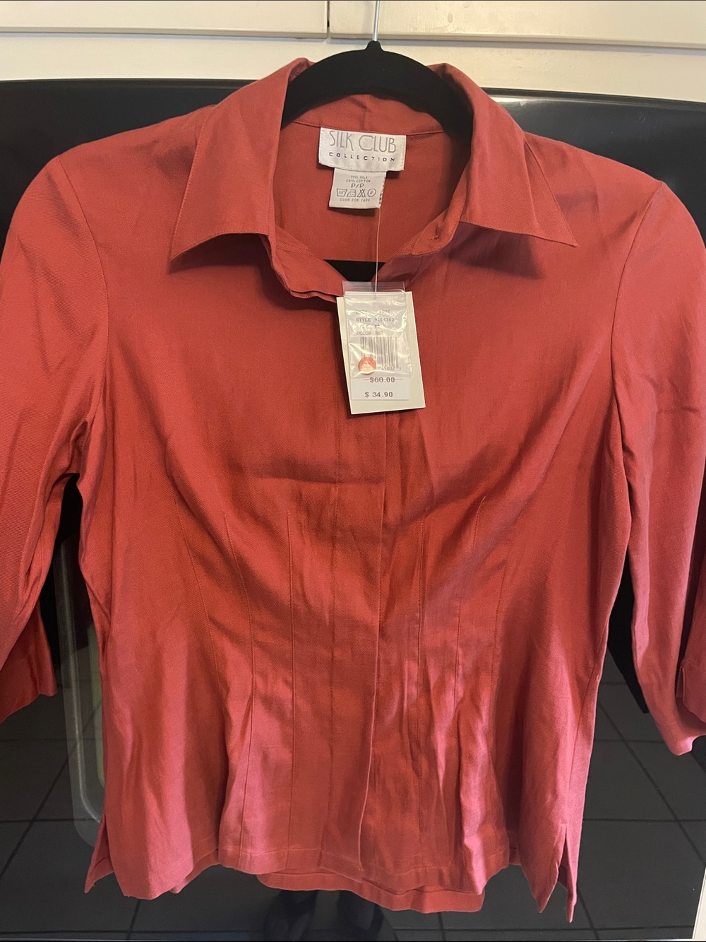 Silk Club Coral-Red Button Down Shirt